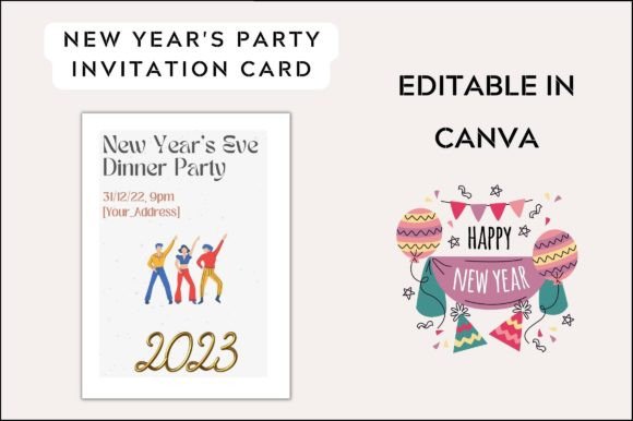 Editable Party Invitation Card for Everyone: A New Year Celebration Made Easy