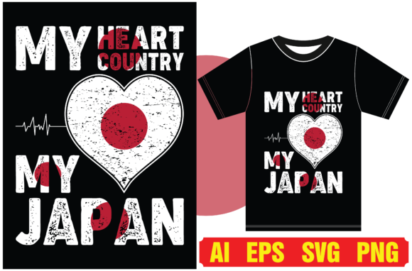 Japan Flag Typography T-shirt Designs